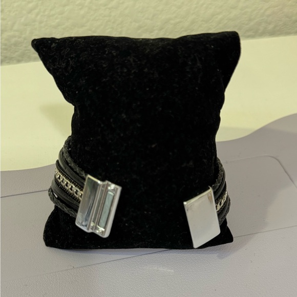 Silver and Black Multi-Strand Bracelet - Stainless Steel - Picture 3 of 3